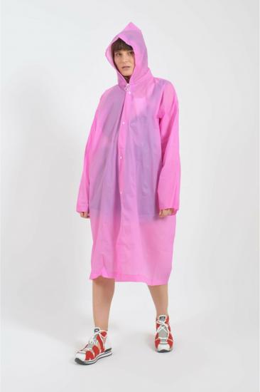 Pembe Unisex Yağmurluk Kapüşonlu