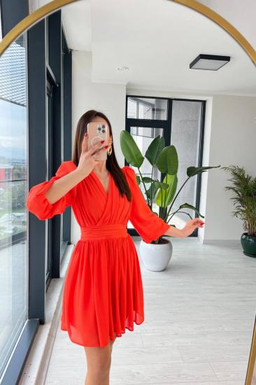 Orange Tasarım Şifon Astarlı Mini Elbise