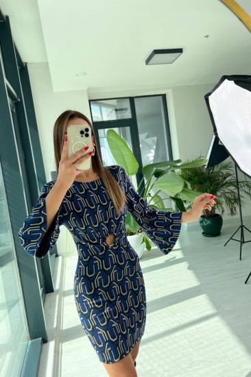 Mavi Çelik Örme Matmazel Elbise