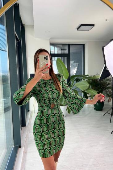 Yeşil Çelik Örme Matmazel Elbise