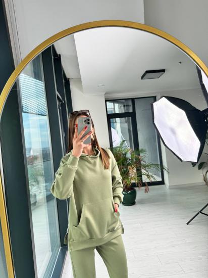 Yeşil Modal Takım Fermuarlı Sweat Pantolon Takım