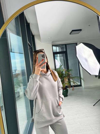 Gri  Modal Takım Fermuarlı Sweat Pantolon Takım