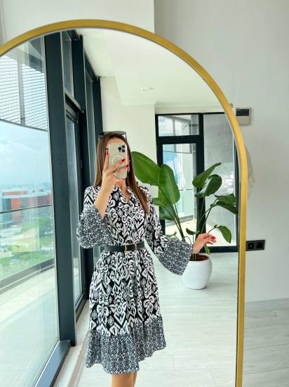 Siyah Pamuklu Viskon Tiril Elbise