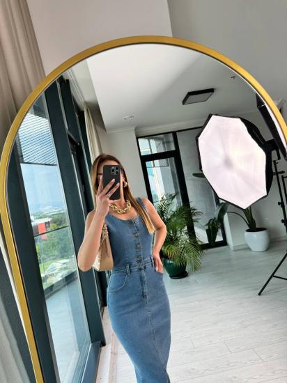 Lüks Kalite Kalem Yumuşak Jean Kumaş Elbise