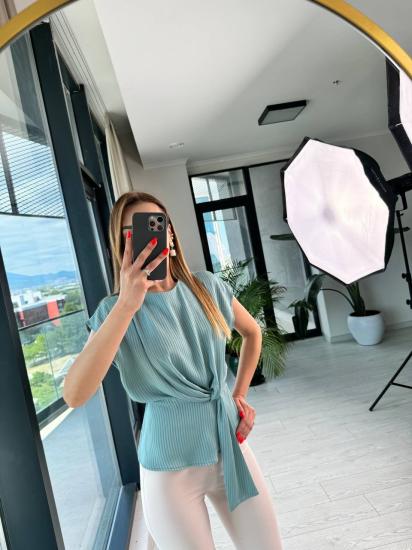 Mint Aller Kuşak Detaylı Bluz