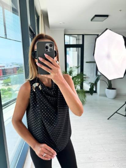 Siyah Parıltılı Zara Model Metal Toka Detaylı Bluz