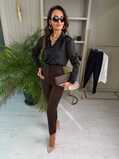 Kahverengi Yüksek Bel Zara Kumaş Pantolon