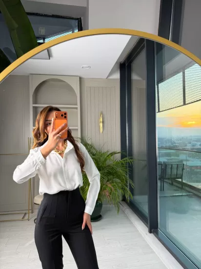 Siyah Yüksek Bel Zara Kumaş Pantolon