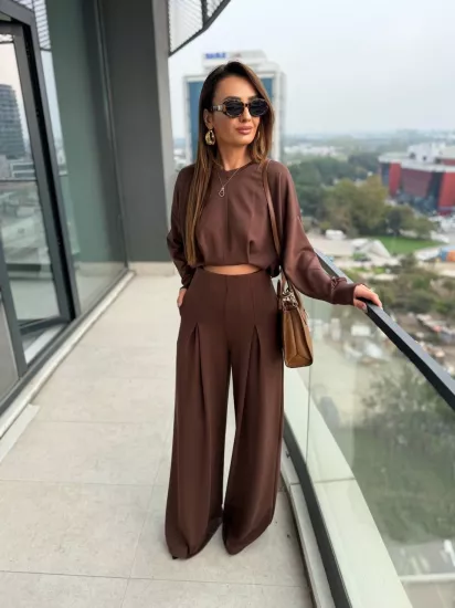 Kahverengi Oysho Kumaş Eşofman Takım