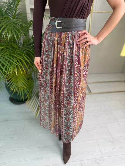 Kemerli Astarlı Şifon Etek