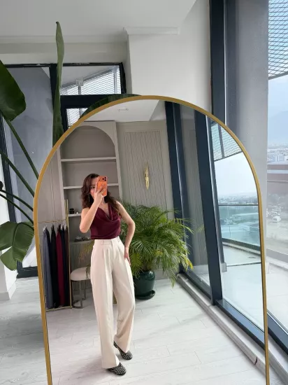 Bej Rengi Zara Palazzo Kumaş Pantolon