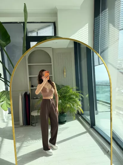 Kahverengi Rengi Zara Palazzo Kumaş Pantolon