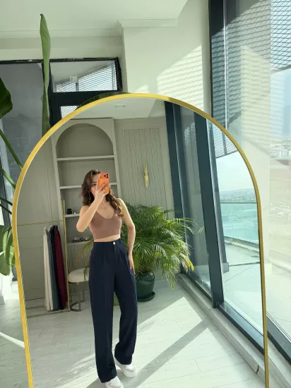 Lacivert Zara Palazzo Kumaş Pantolon