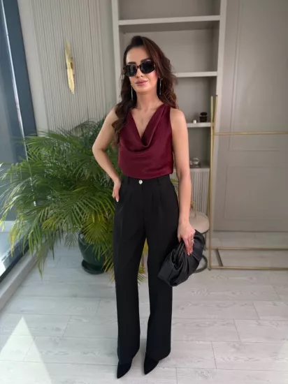 Siyah Zara Palazzo Kumaş Pantolon