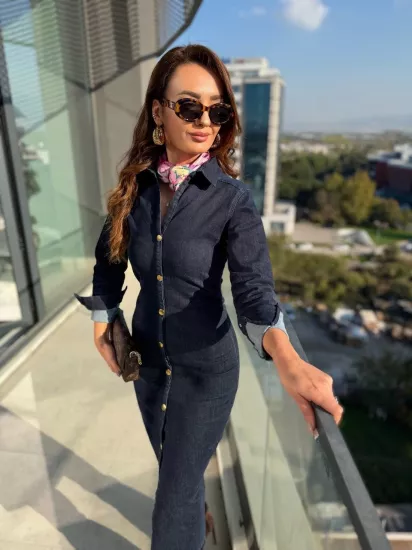 Zara Model Drapeli Jean Kalem Elbise