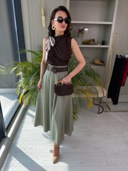 Haki Kemerli Lüks Kalite Etek