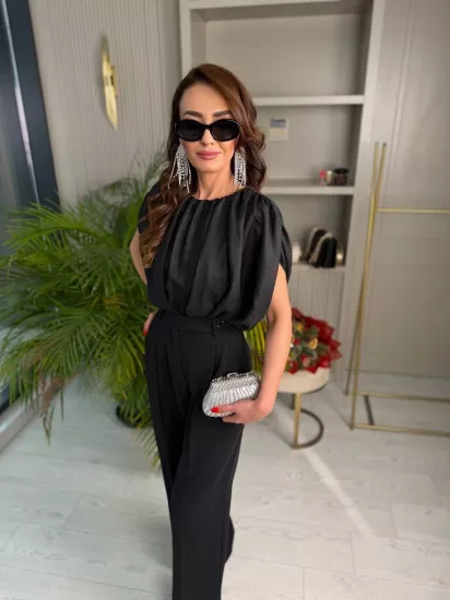 Siyah Premium Seri Tok Doku Palazzo Pantolon