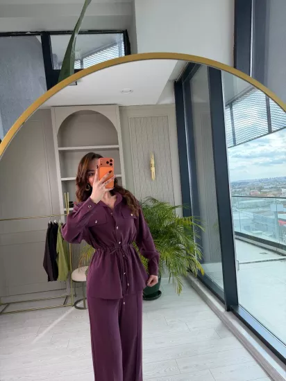 Mürdüm Premium Pamuklu Tensel Kumaş Pantolon Ceket Takım