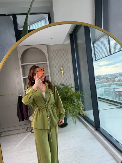 Yeşil Premium Pamuklu Tensel Kumaş Pantolon Ceket Takım