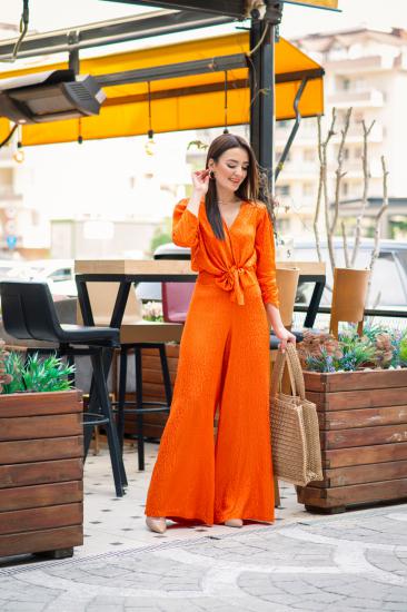 Orange Saten Pantolon Bluz Takım