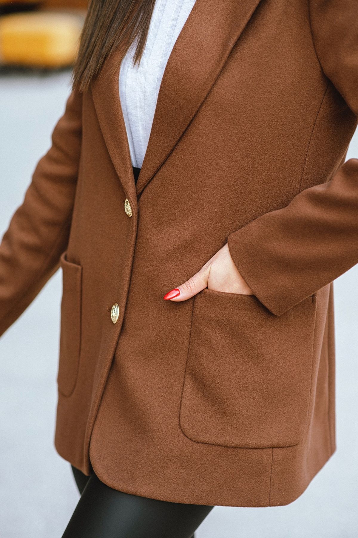 Kahverengi Kaşe Lüks Kalite Blazer Ceket