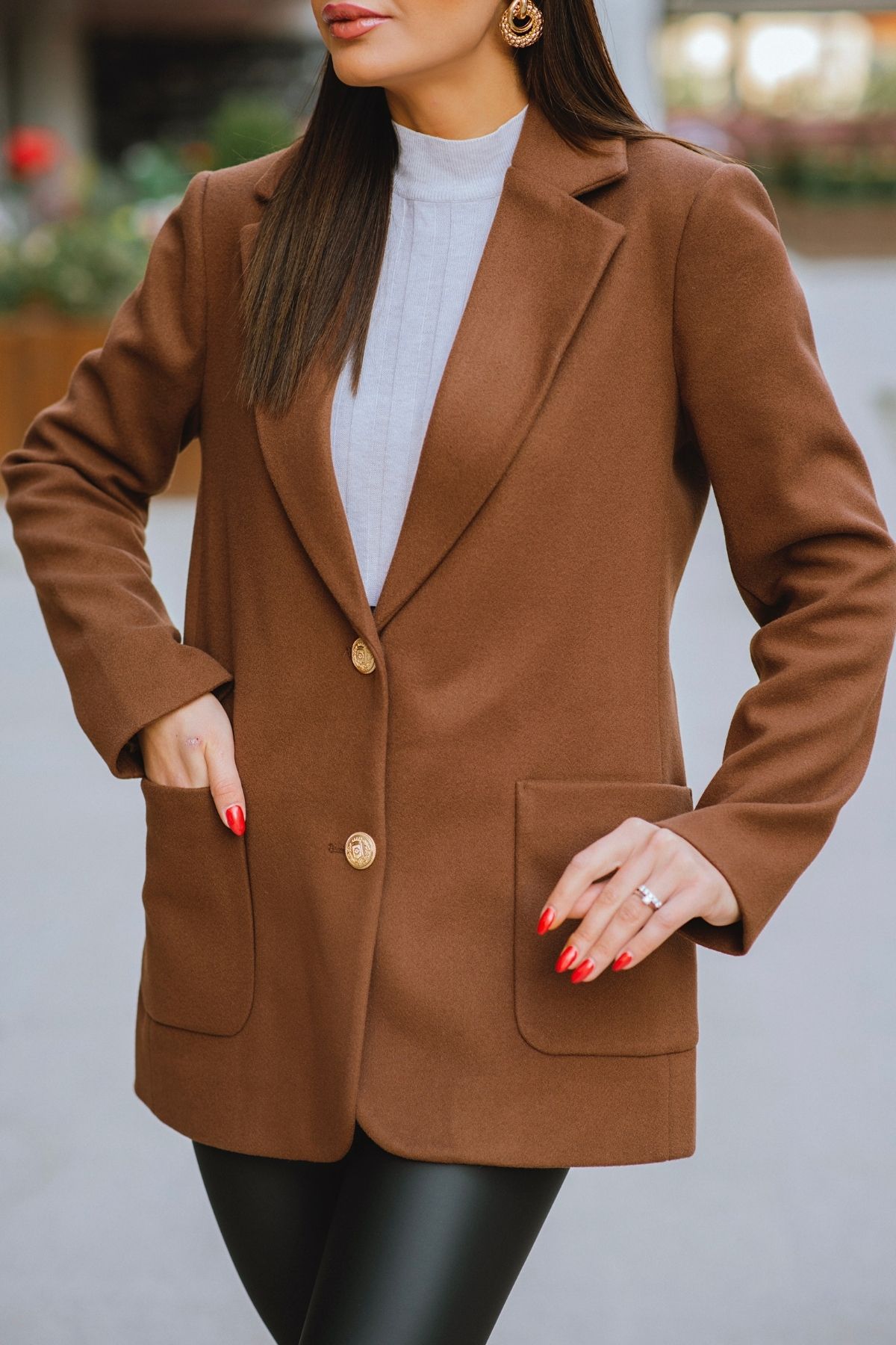 Kahverengi Kaşe Lüks Kalite Blazer Ceket