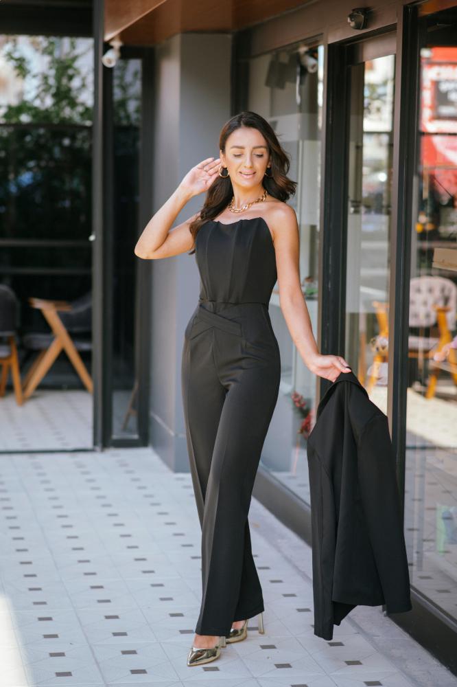 Siyah%20Bel%20Detaylı%20Klasik%20Pantalon