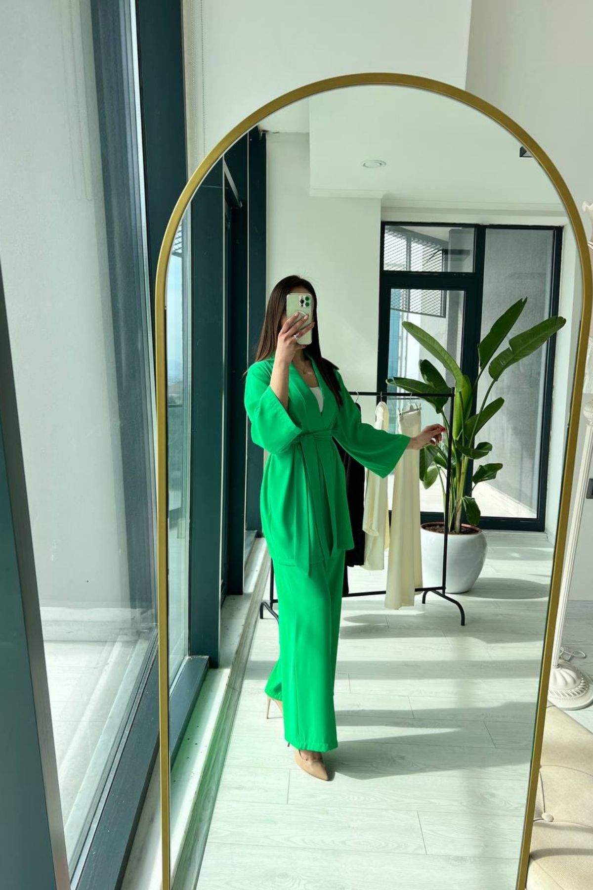 Çimen Yeşili Kimono Takım