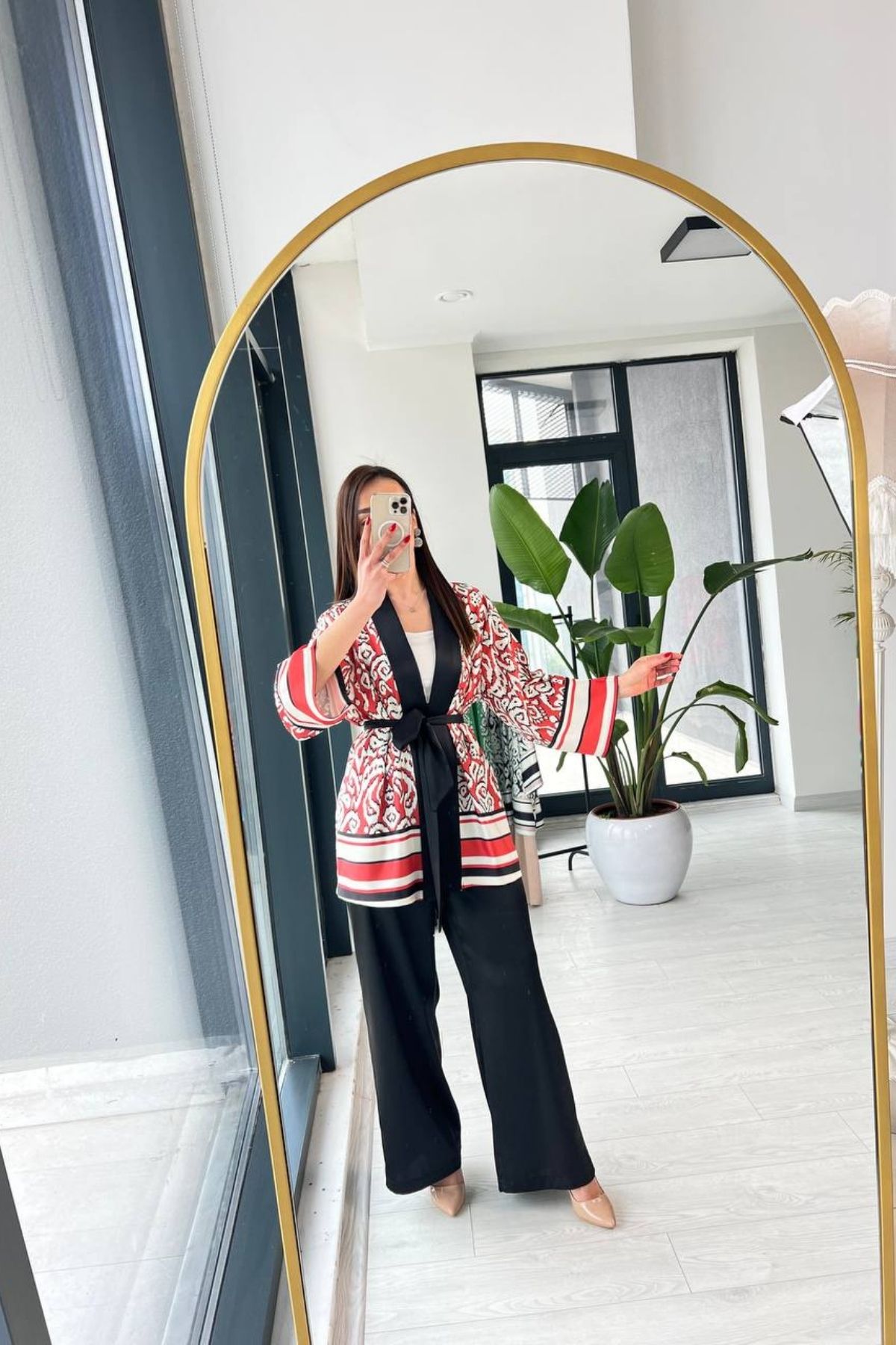 Kırmızı%20Premium%20Saten%20Kuşaklı%20Kimono%20Pantolon%20Takım