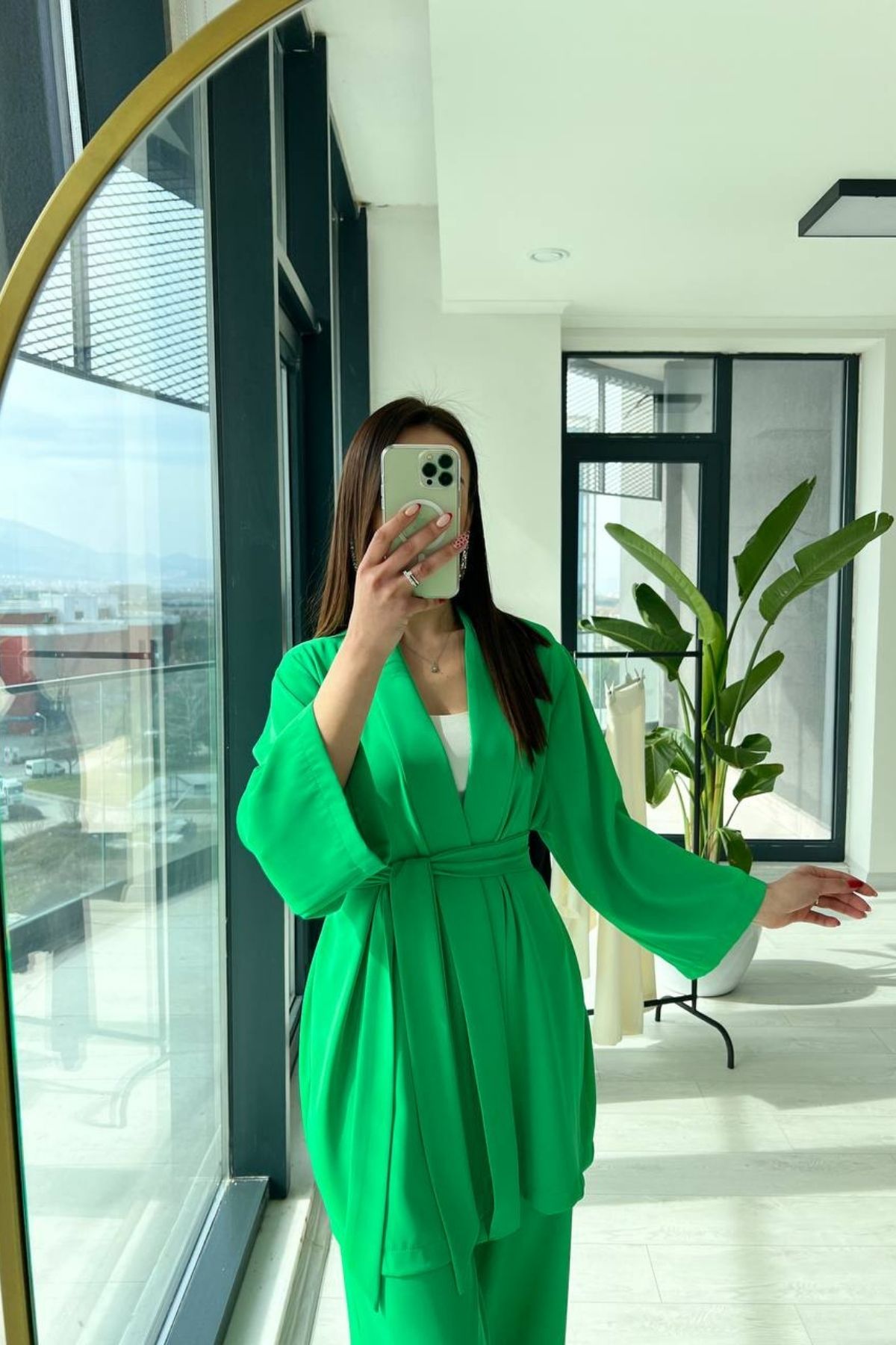 Çimen Yeşili Kimono Takım