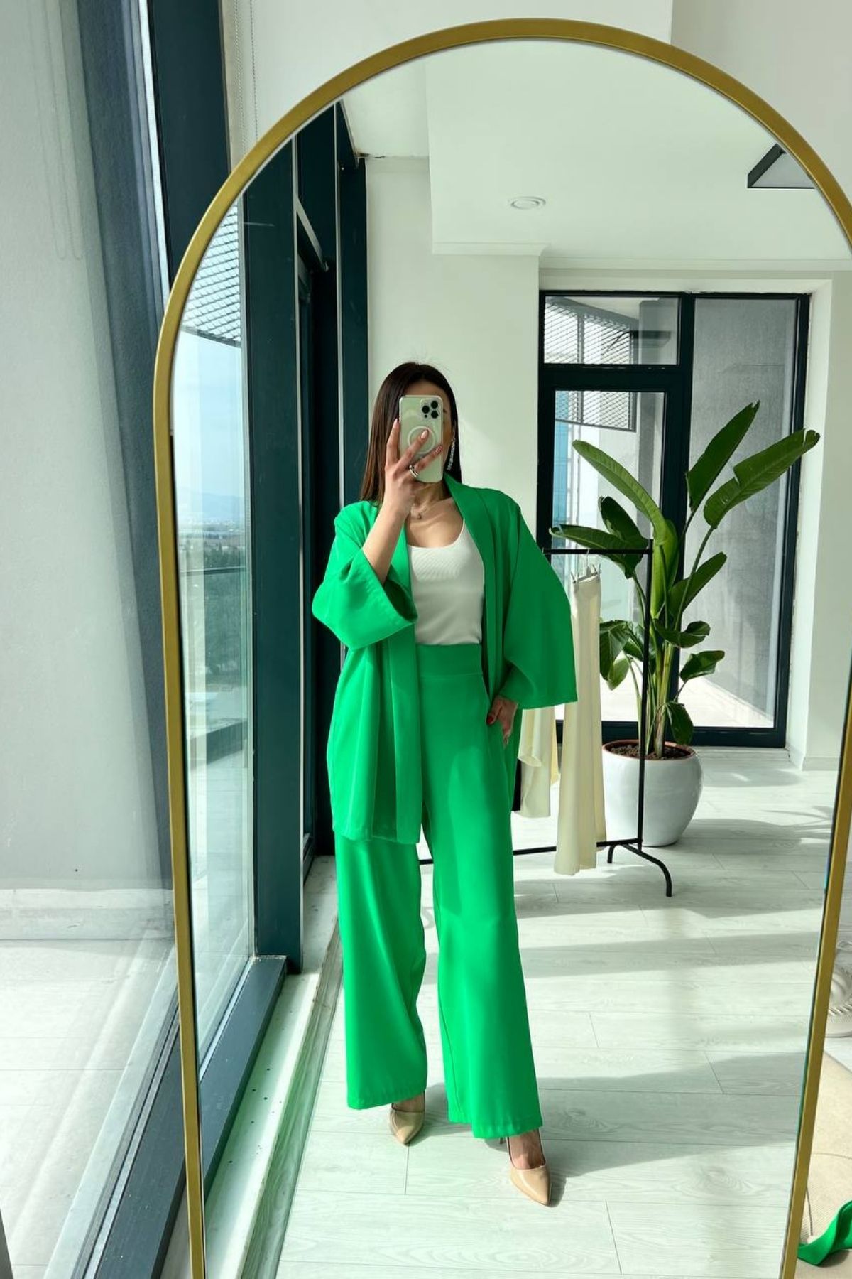 Çimen Yeşili Kimono Takım
