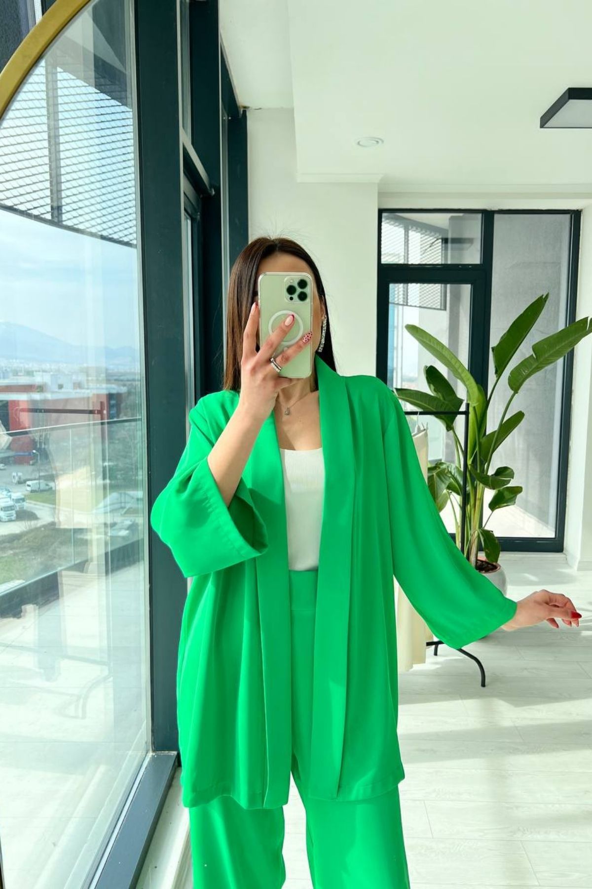 Çimen Yeşili Kimono Takım