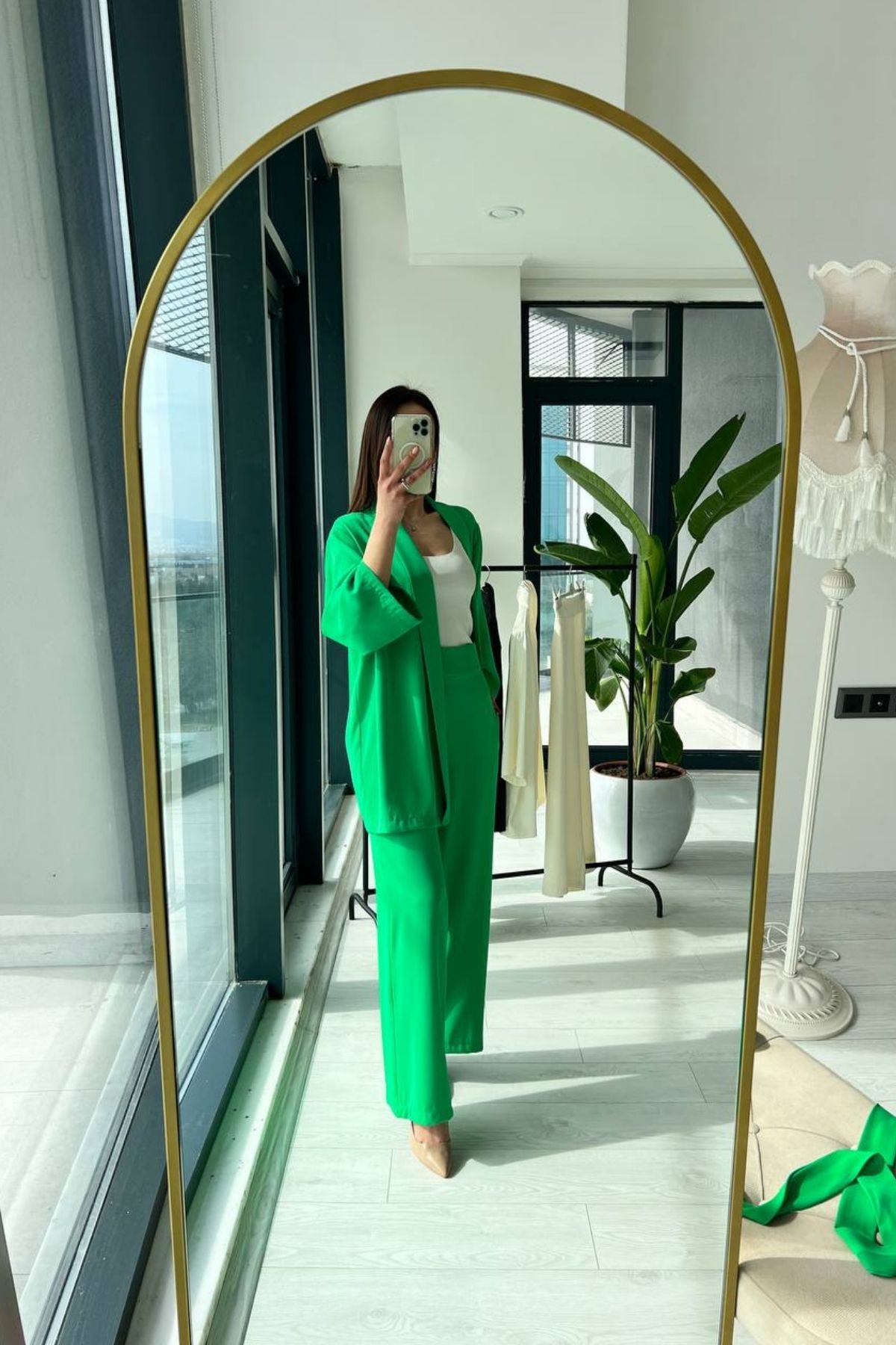 Çimen Yeşili Kimono Takım