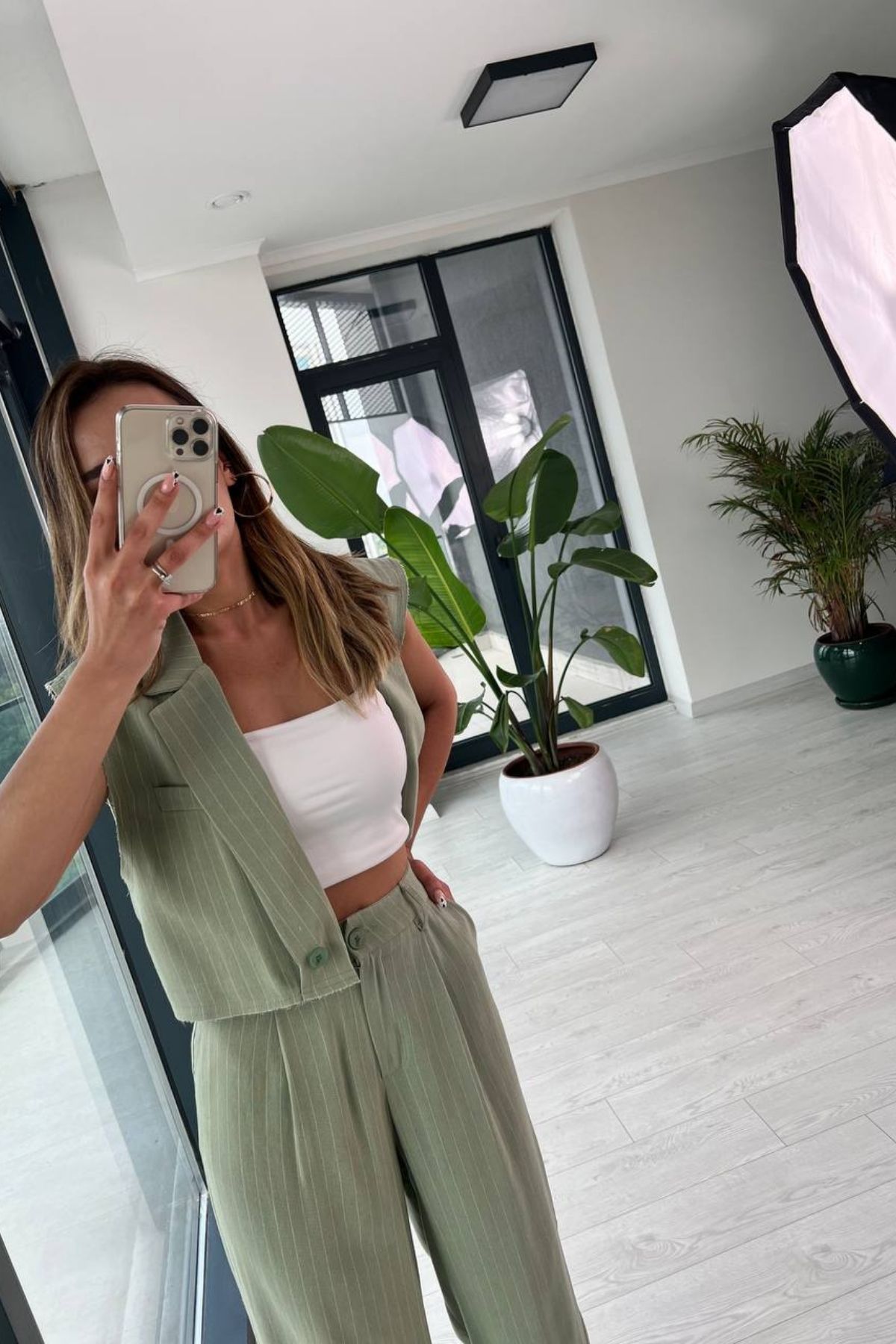 Yeşil%20Keten%20Çizgili%20Pantolon%20Yelek%20Takım