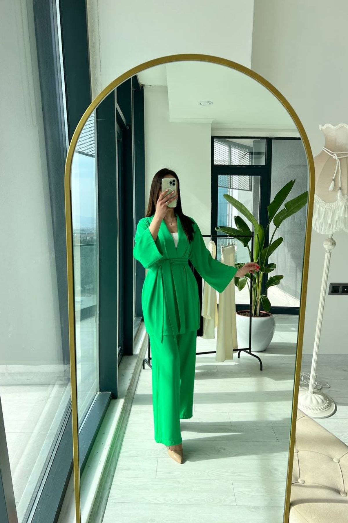 Çimen Yeşili Kimono Takım