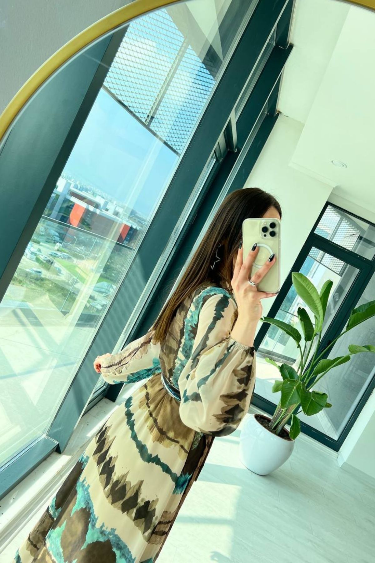Anvelop%20Şifon%20Anvelop%20Şifon%20Astarlı%20Yeşil%20Desenli%20Elbise