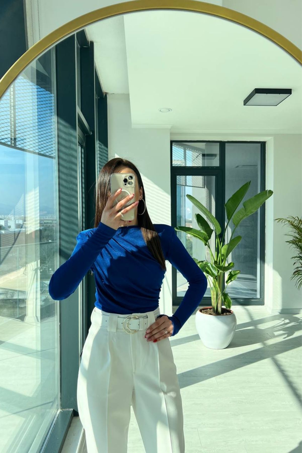 Saks Mavi Buzy Vatkalı Bluz