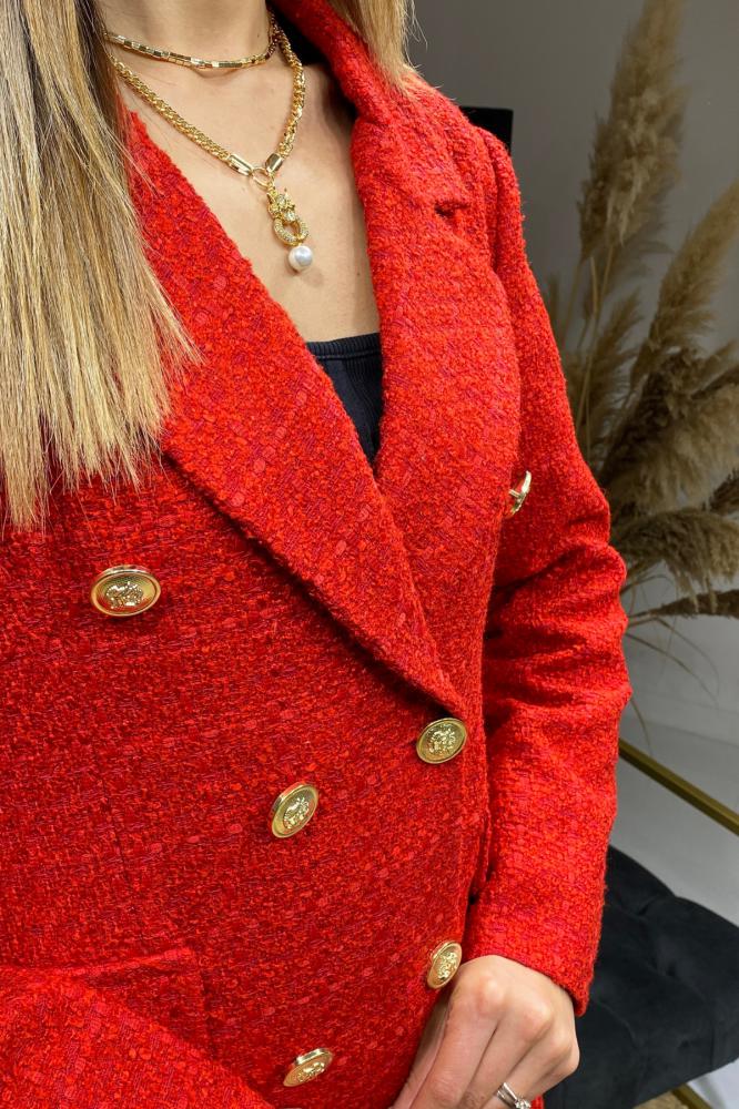 Kırmızı%20Tüvit%20Blazer%20Ceket