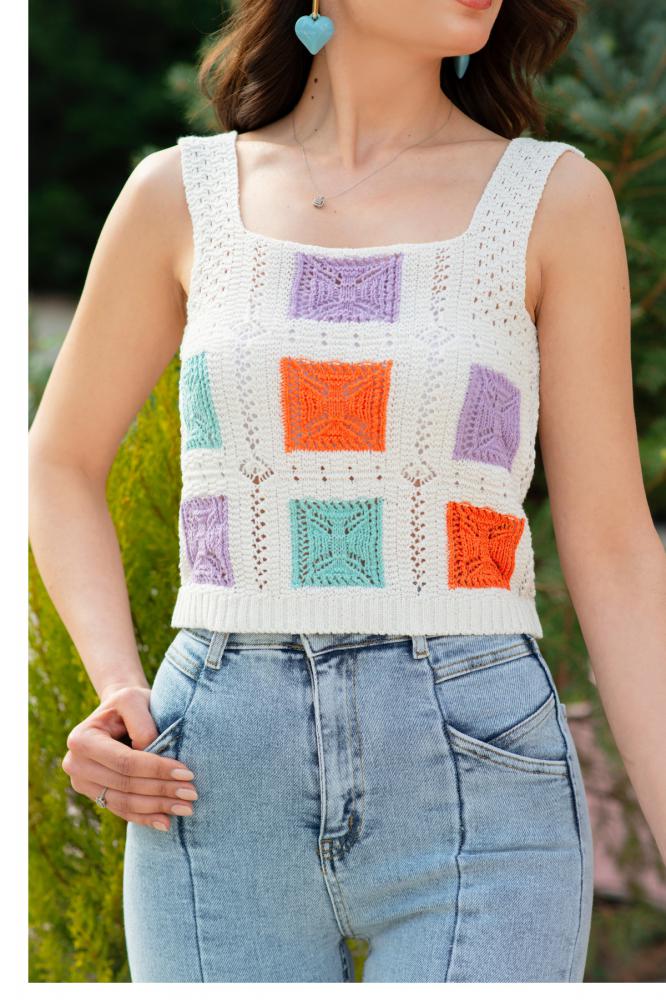 Patchwork Triko Bluz