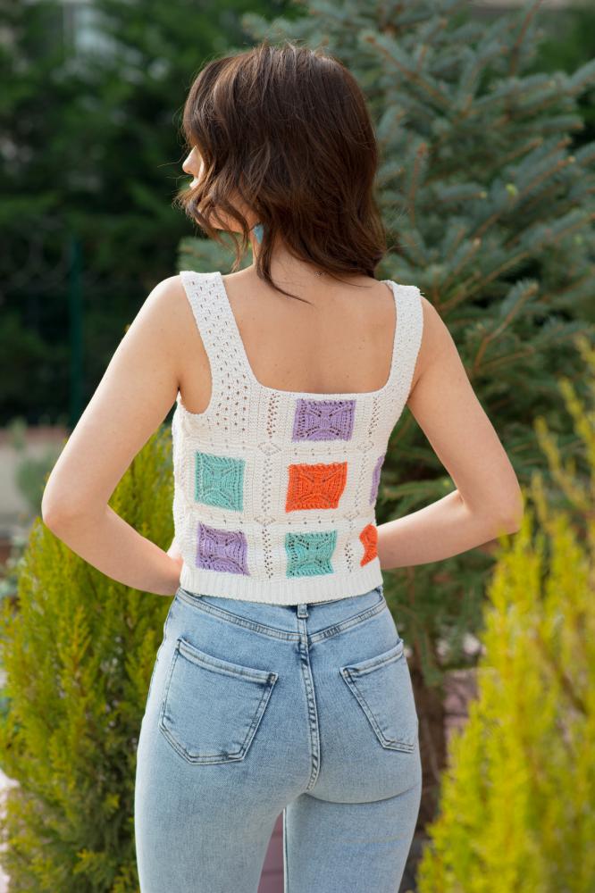 Patchwork Triko Bluz