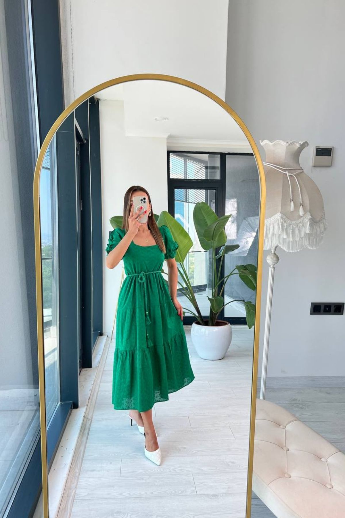 Zümrüt%20Kare%20Yaka%20Astarlı%20Fisto%20Elbise