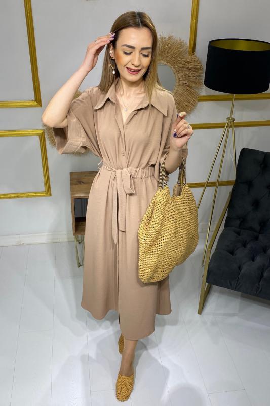 Camel%20Yarasa%20Kol%20Gömlek%20Elbise