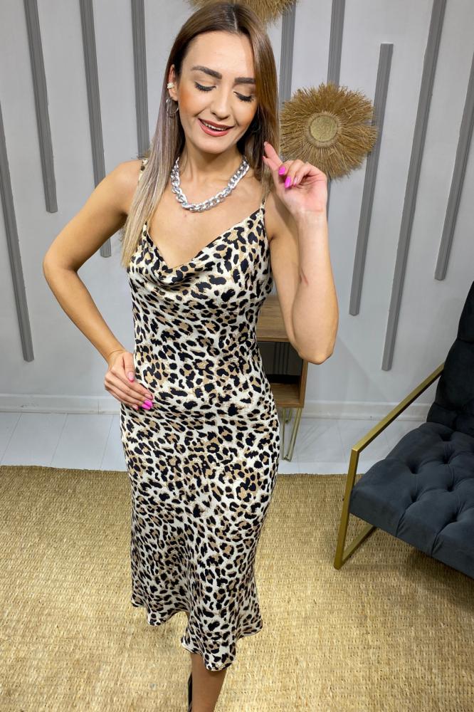Leopar%20İpek%20Saten%20Elbise
