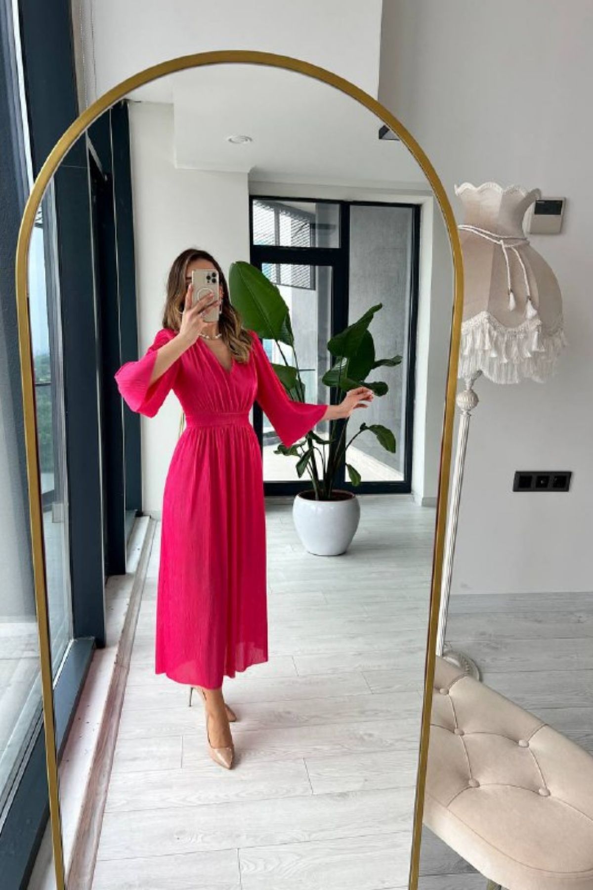 Fuşya%20fitilli%20parıltı%20kumaş%20astarlı%20elbise