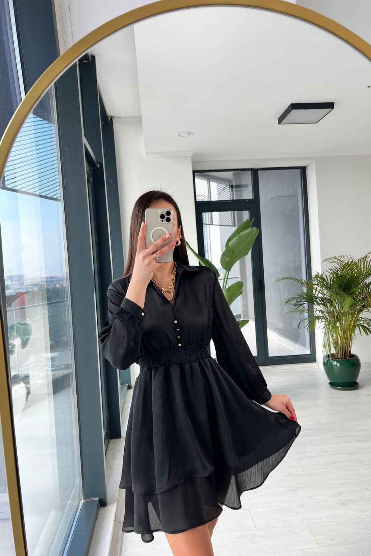 Zara Model Siyah Beli Gipeli Saten Elbise