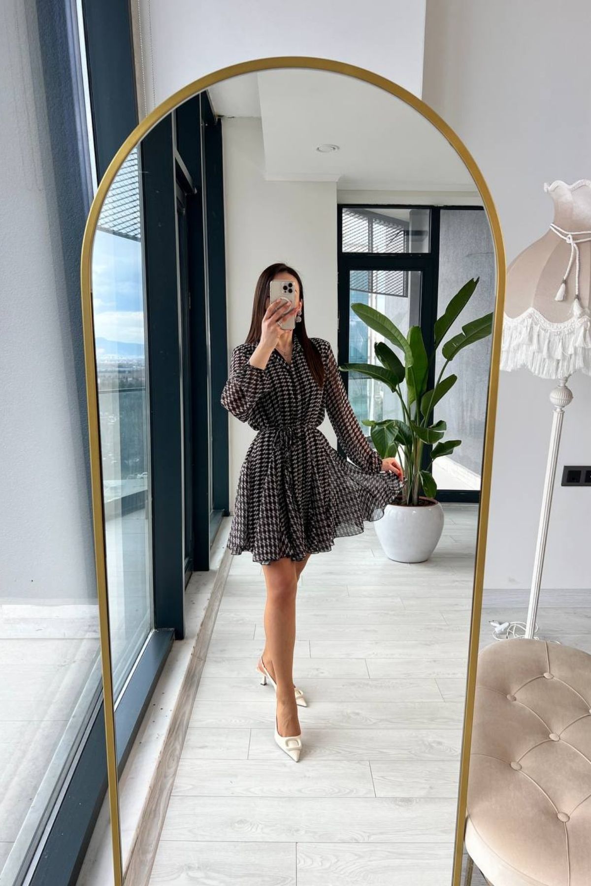 Za.ra Model Siyah Desenli Şifon Elbise