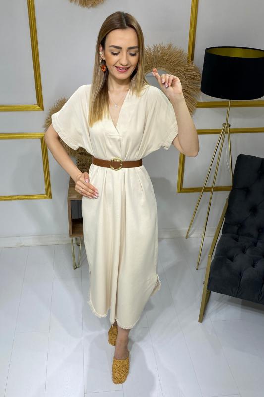 Taş%20Gabardin%20Kemerli%20Elbise